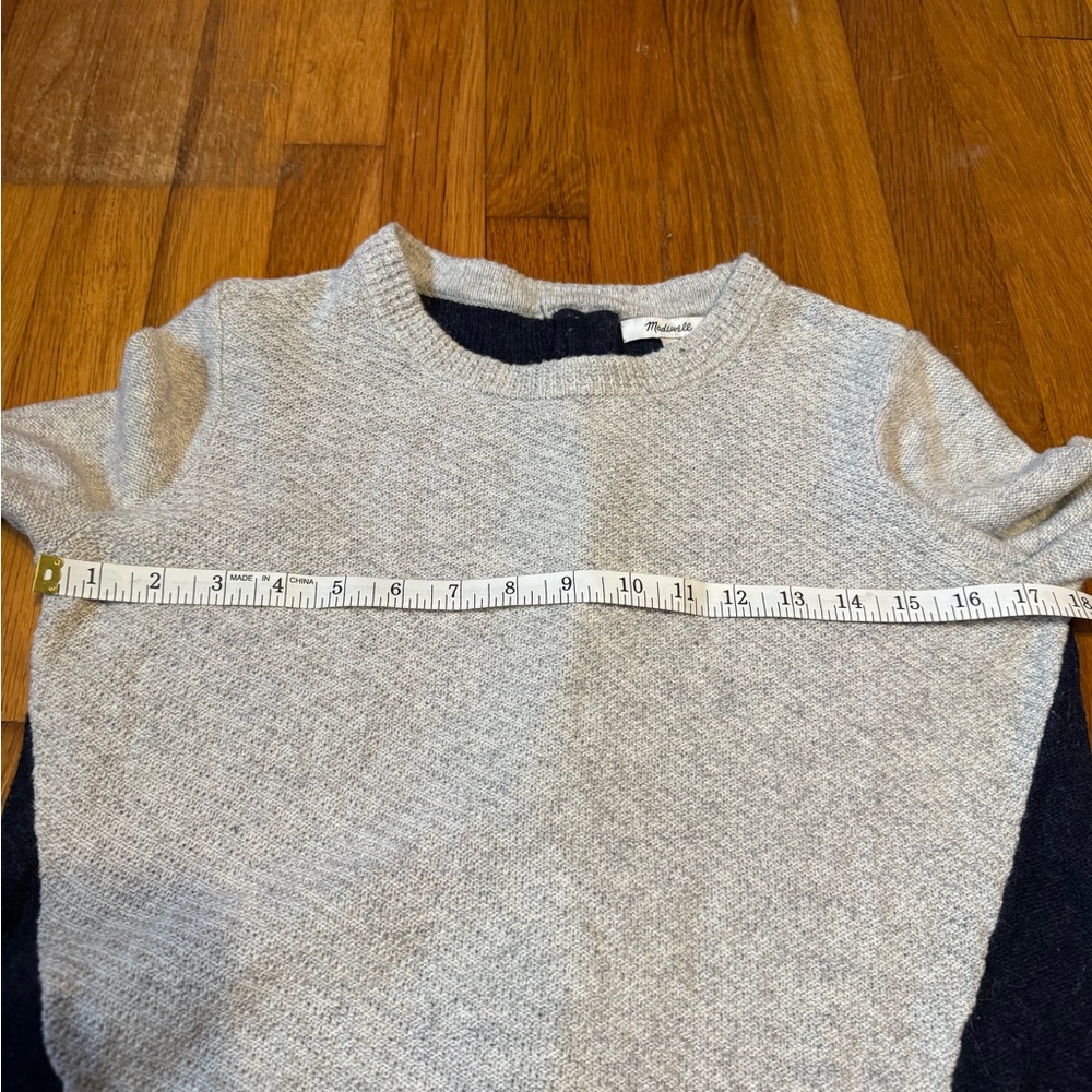 madewell montford colorblock navy and grey sweater with zipper in the back - Picture 6 of 8